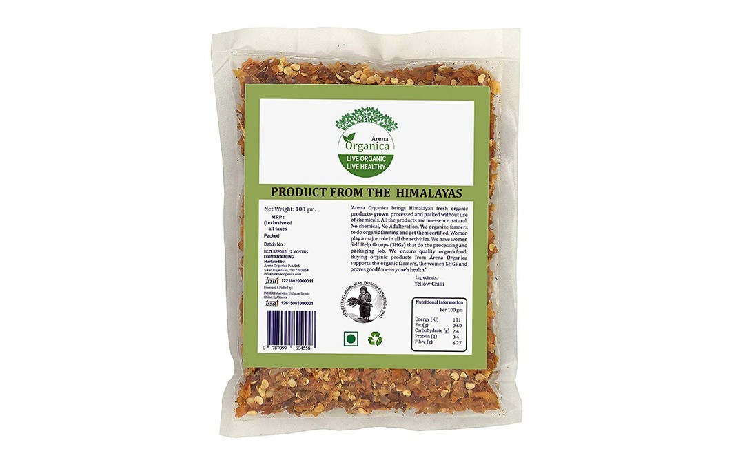 Arena Organica Yellow Chilli Flakes    Pack  50 grams